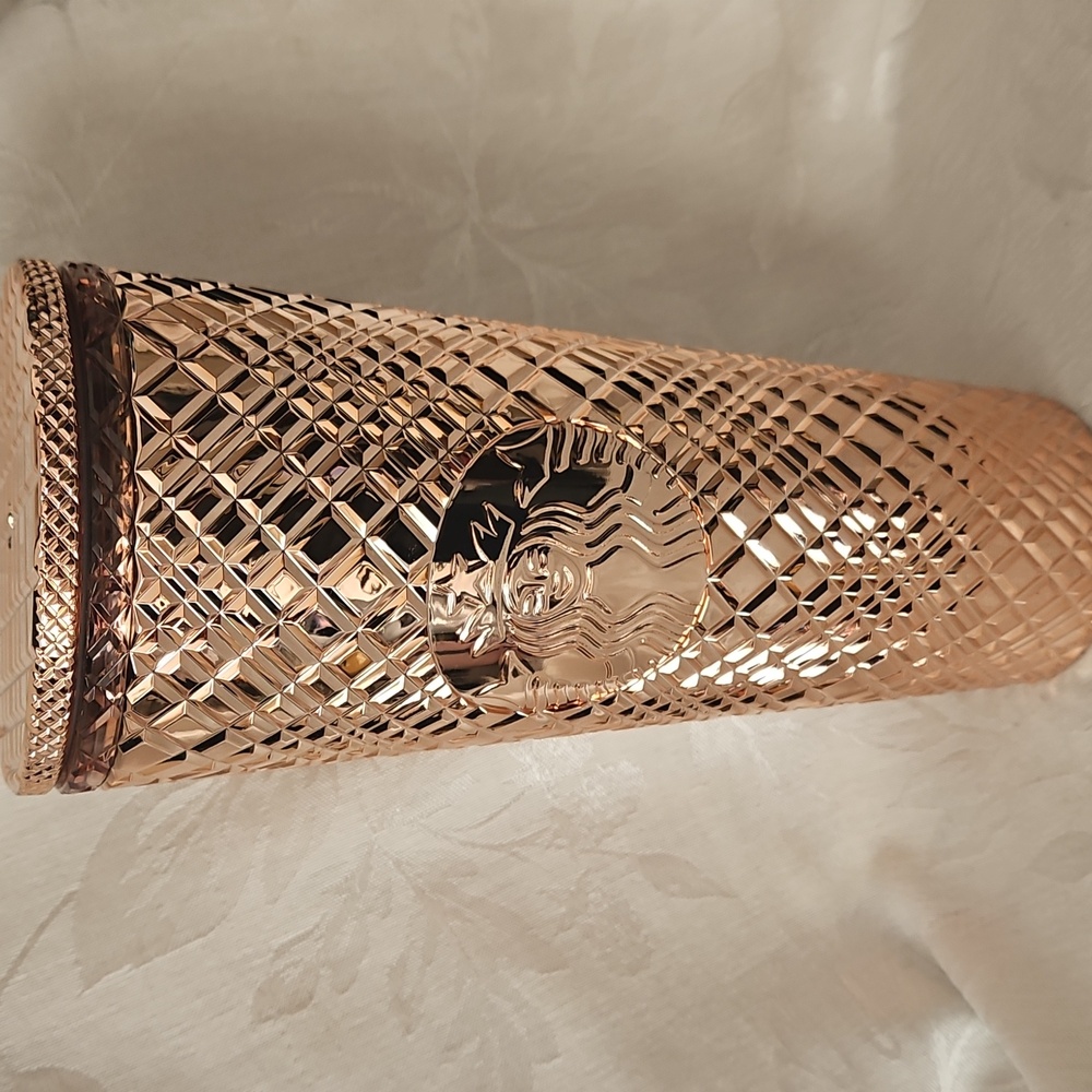 Starbucks 2023 Holiday Rose Gold Jeweled 24oz Tumbler.